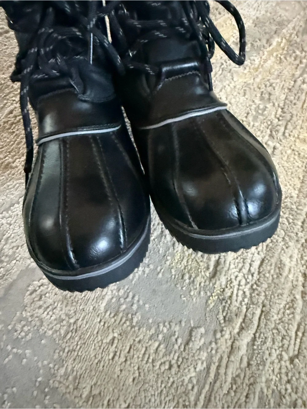 Dream Pairs Black Winter Snow Boots Thinsulate lace up lined fur trim 12